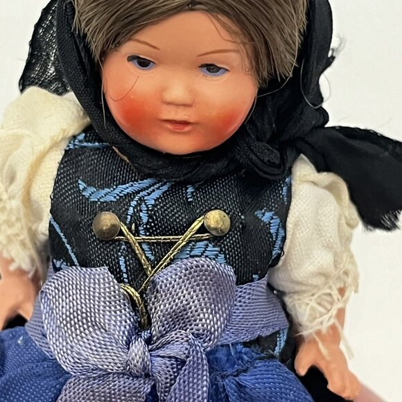 Vintage Schildkrot Celluloid Small German Doll Traditional Outfit Turtle Tag - Picture 4 of 16